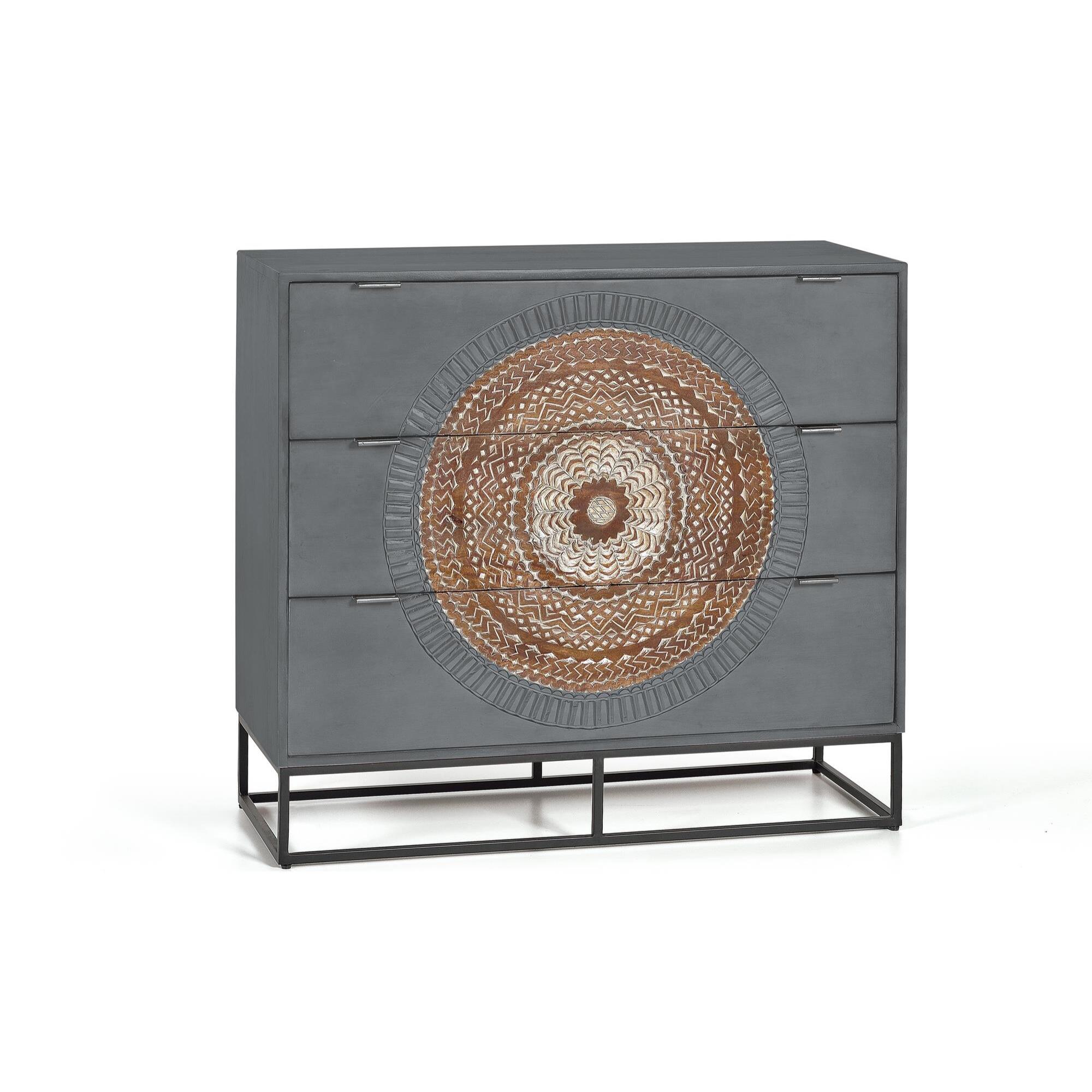 Cómoda - madera de mango y metal - 90x100x40cm