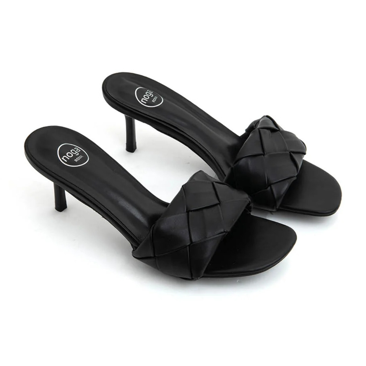 Sabot geometric con tacco a stiletto - NERO