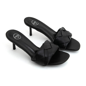 Sabot geometric con tacco a stiletto - NERO
