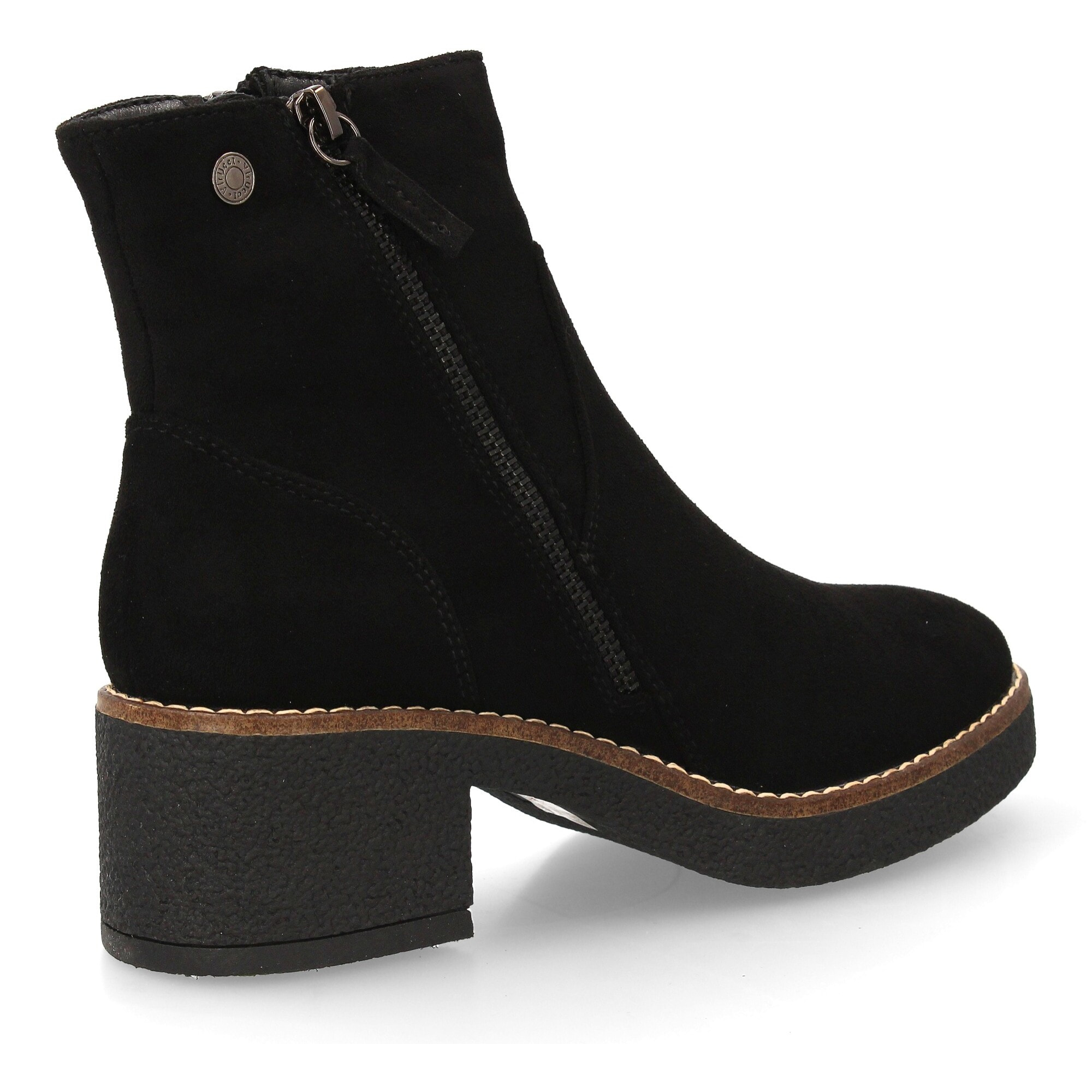 Botín de tacón medio mujer con cremallera decorativa