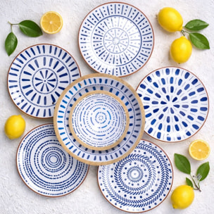Lot de 6 grandes assiettes, SANTORIN