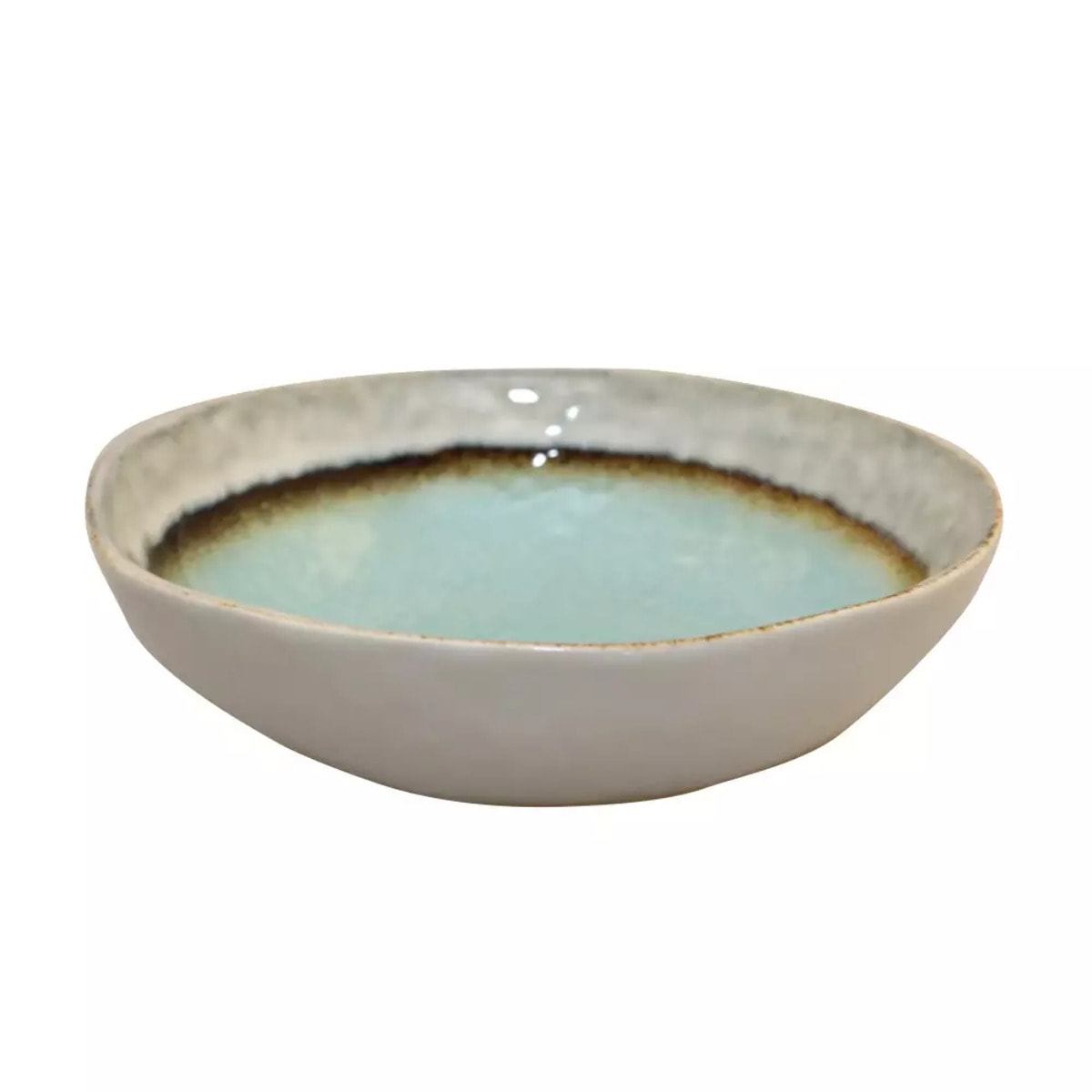 Lot de 6 ASSIETTE CREUSE TURQUOISE EN PORCELAINE 20X20X5CM