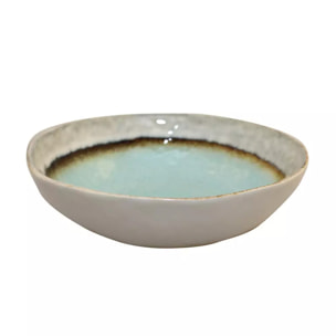 Lot de 6 ASSIETTE CREUSE TURQUOISE EN PORCELAINE 20X20X5CM