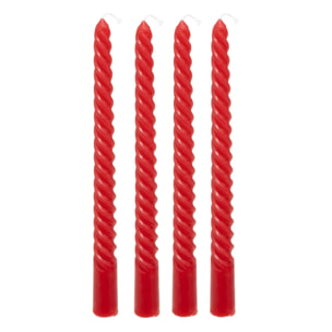 4 bougie-bâtons "Twist many" rouge 180g