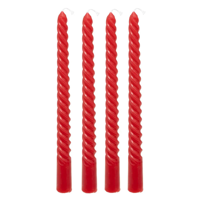 4 bougie-bâtons "Twist many" rouge 180g