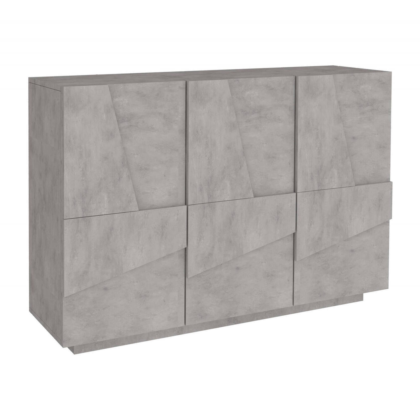 Credenza Axl, Buffet da soggiorno multifunzione, Madia da salotto a 3 ante, 100% Made in Italy, cm 121x38h86, Cemento
