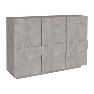 Credenza Axl, Buffet da soggiorno multifunzione, Madia da salotto a 3 ante, 100% Made in Italy, cm 121x38h86, Cemento