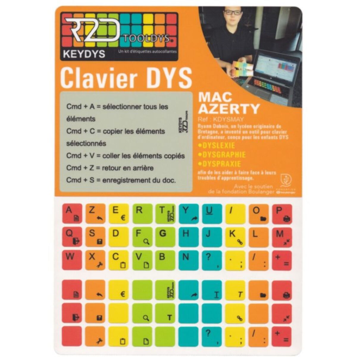 Sticker clavier R2DTOOLDYS Dyslexique Mac