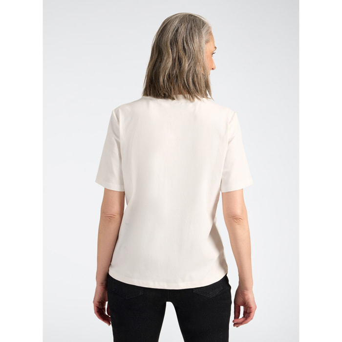 Elena Mirò - T-shirt in cotone con ricamo Monogram - Bianco