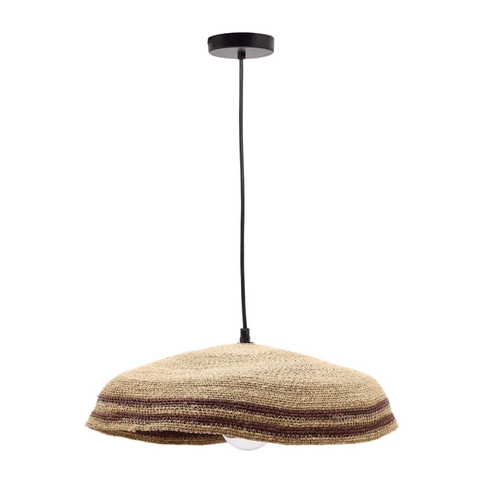 Kave Home - Lampada da soffitto Vinyola in fibre naturali con finitura naturale e in nero Ø 44 cm