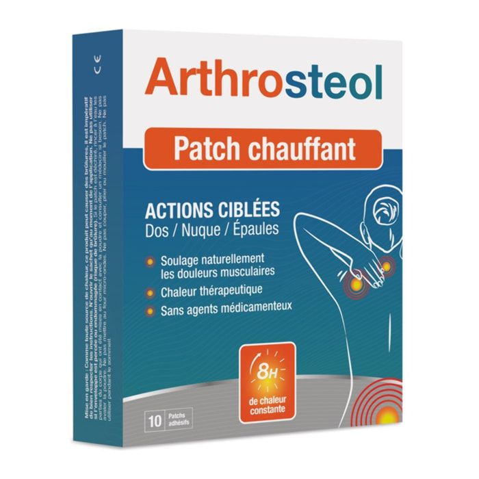 NUTRI EXPERT - Arthrosteol Patch Chauffant - Cible les douleurs musculaires - Chaleur longue durée 10h - Dispositif Médical - 10 patchs