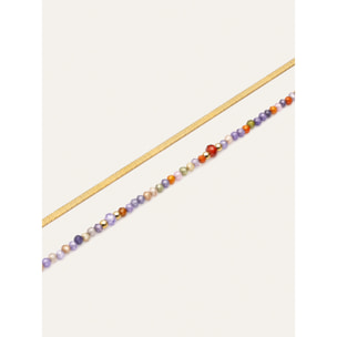 Bracciale Doble Crystals Lisse Acciao Placcato Oro