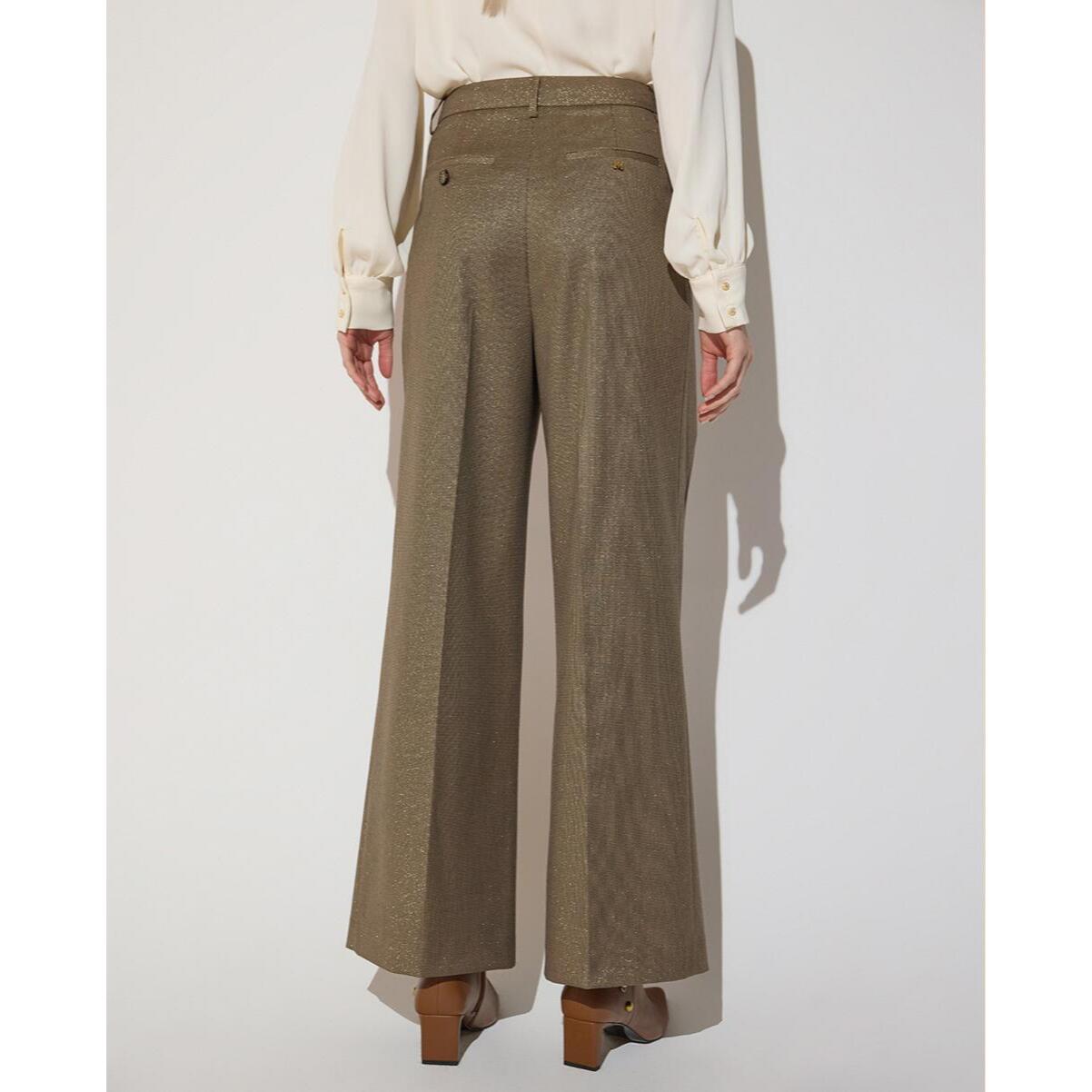 Pantaloni a pied de poule con doppie pieghe