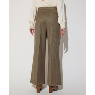 Pantaloni a pied de poule con doppie pieghe