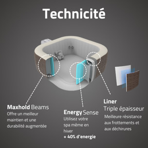 Bestway Spa gonflable carré Lay-Z-Spa Cabo Smart HydroJet EnergySense avec WiFi 4-6 personnes