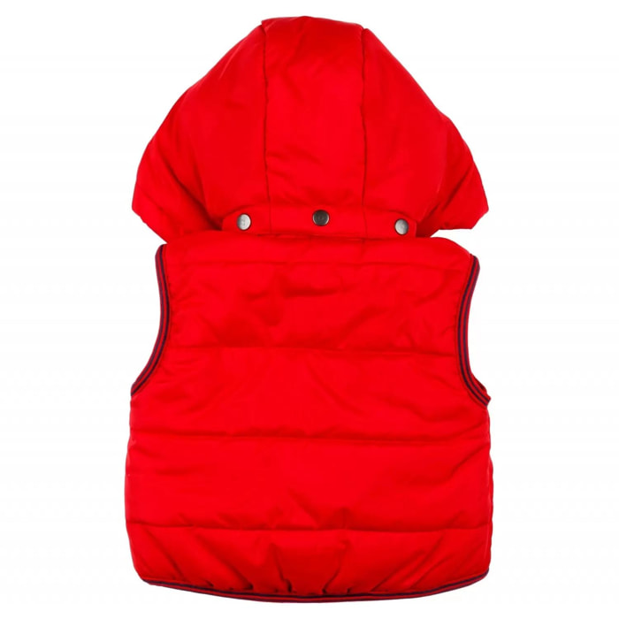 Chaleco de bebé rojo acolchado con capucha