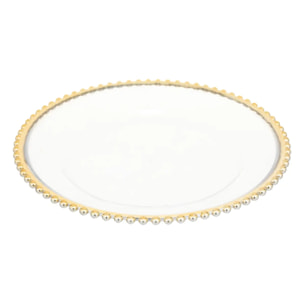 Assiette de présentation "Ballet enchanté" D32cm bord billes dorées