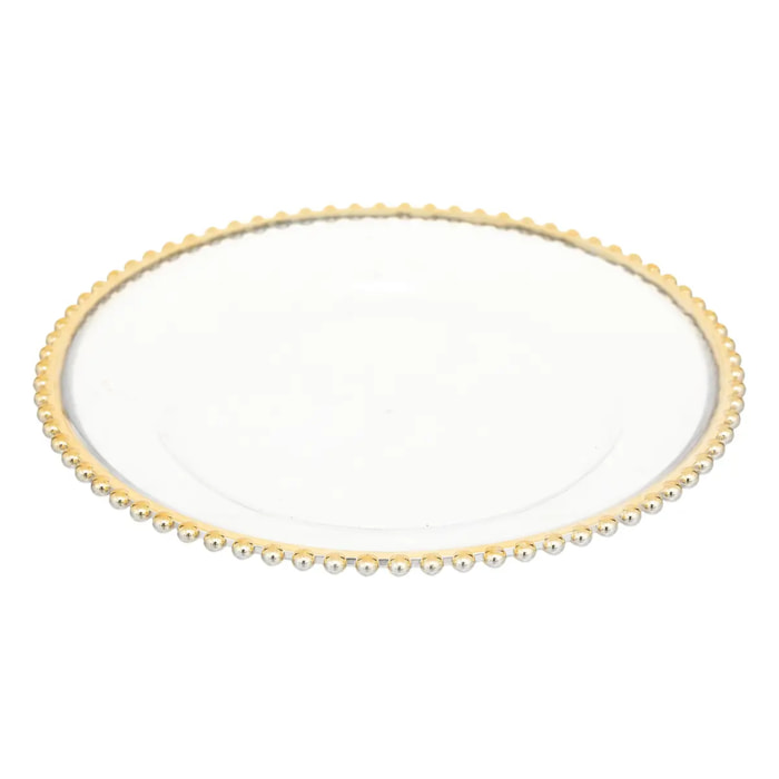 Assiette de présentation "Ballet enchanté" D32cm bord billes dorées