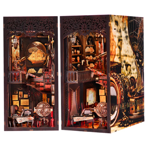 Memoria de navegación. Book Nook de madera, diseño 3D realista con gran detalle, cubierta y luces led.