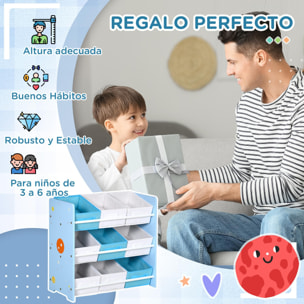 Estantería Infantil con 9 Cajas de Tela no Tejida Extraíbles Organizador de Juguetes para Dormitorio Guardería 63x30x60 cm Azul