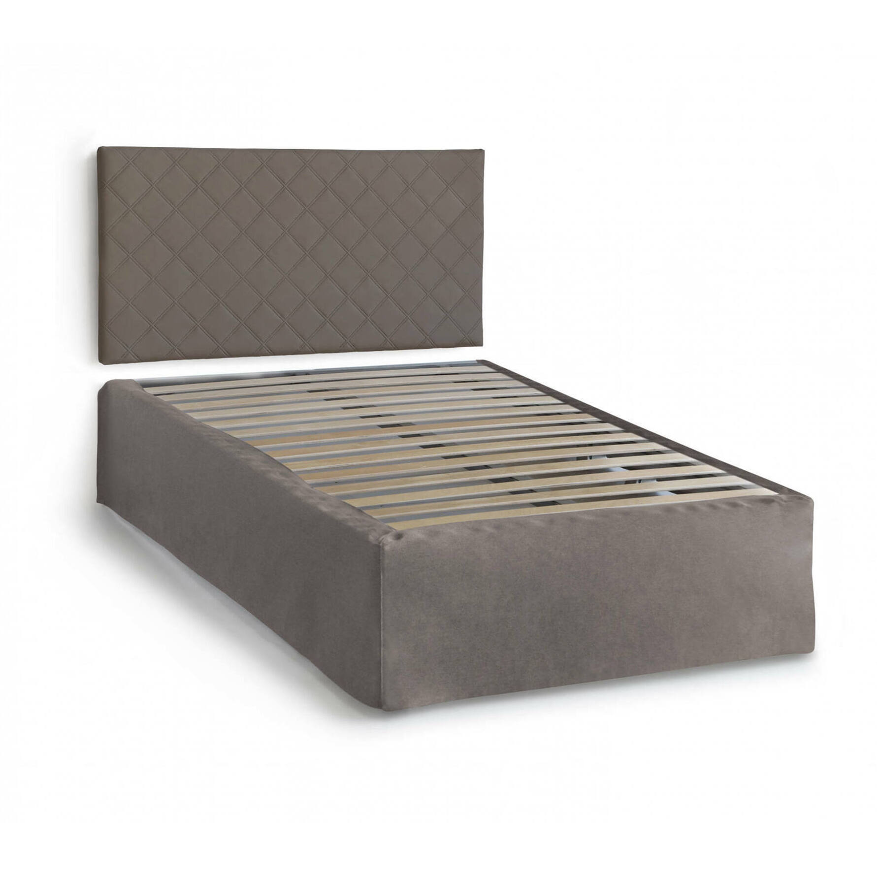 Letto piazza e mezza Anas, Set testata in ecopelle con rete ortopedica e mantovana, 100% Made in Italy, adatto a materasso da Cm 120x190, Tortora