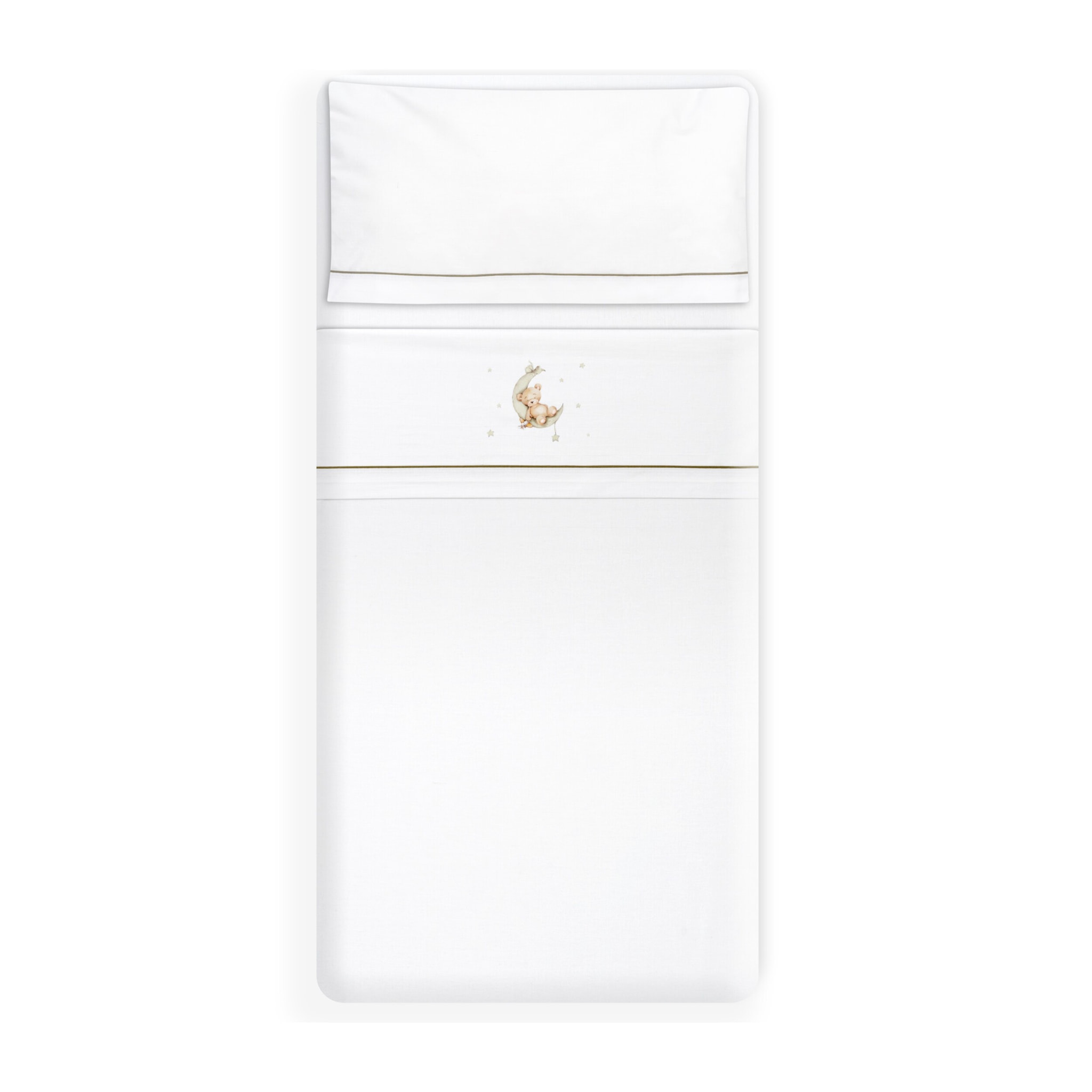 Triptico Coche Estampado Oso Luna Estrellas Bco/Verde