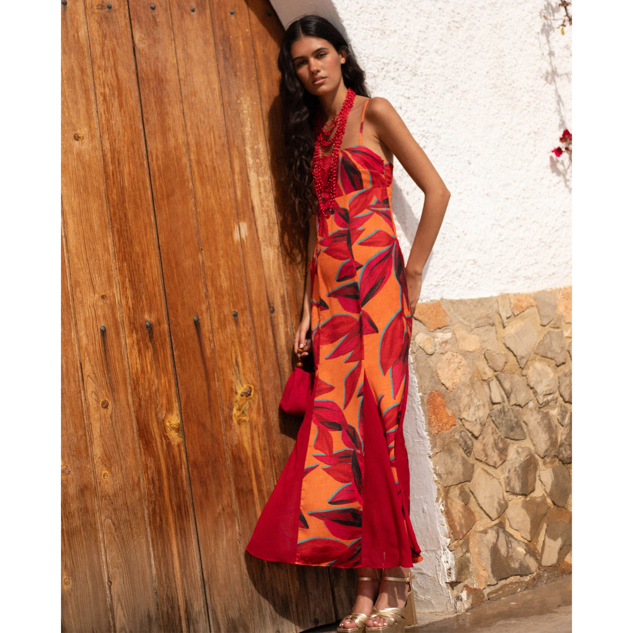 Vestido largo estampado floral de tirantes