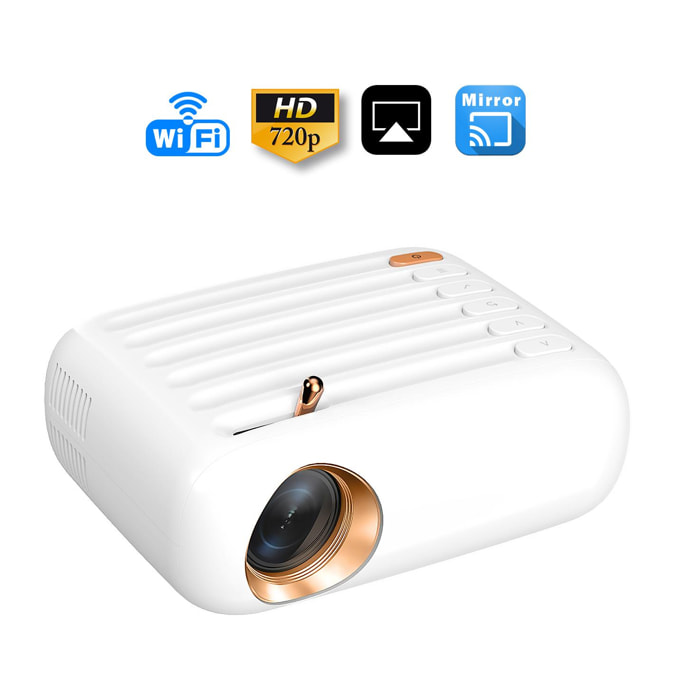 Proyector B1 Wifi LCD, HD720P, duplicación de pantalla para iOS y Android. USB/HDMI/AV. De 32 a 176 pulgadas, 3000lm. Con mando a distancia.