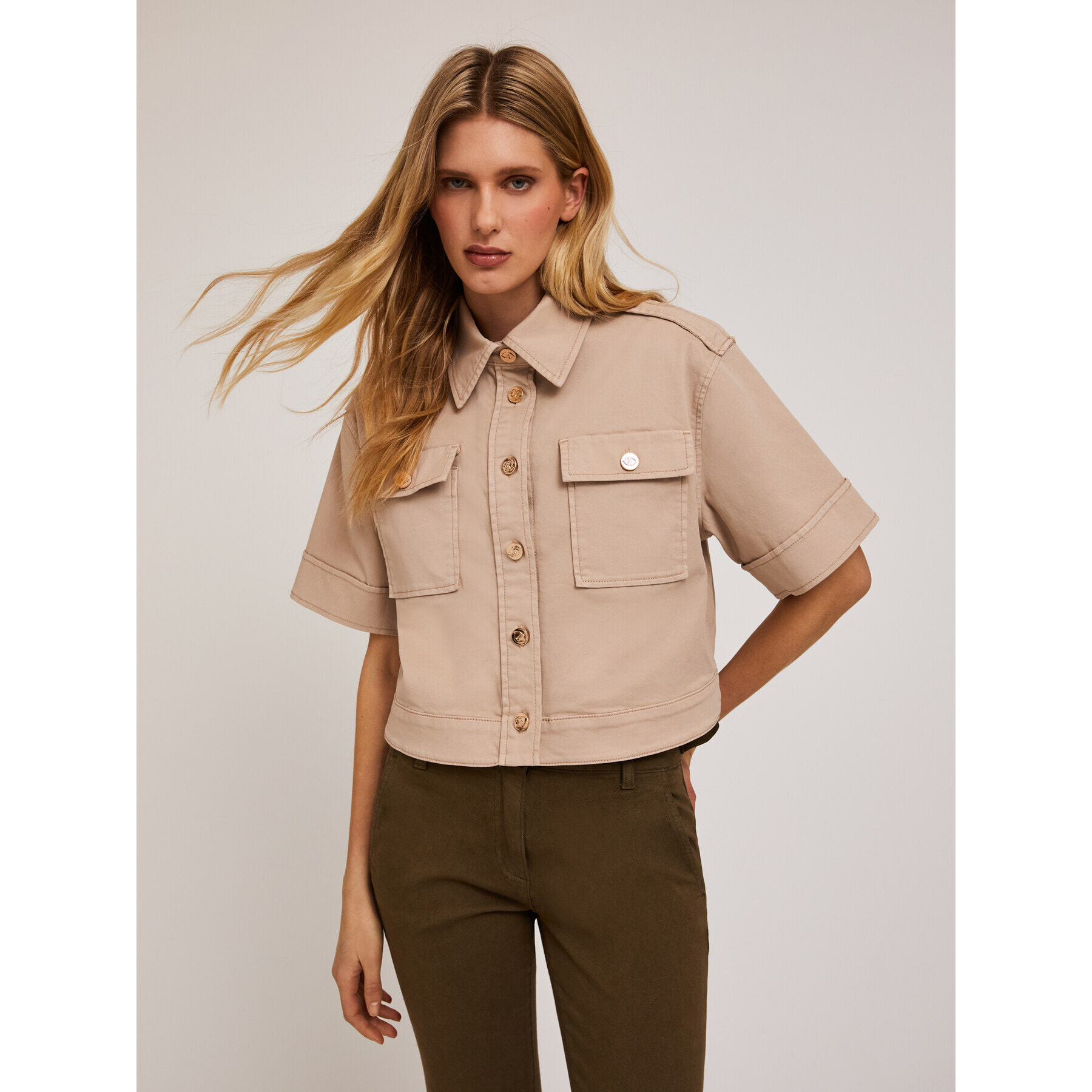 Motivi - Camisa de dril de algodón - Beige