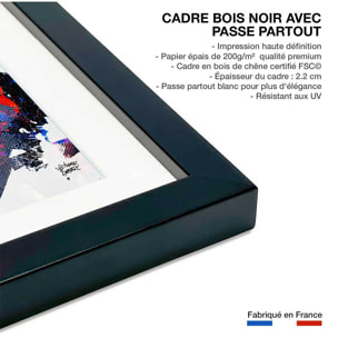 Affiche graffiti Affiche illustration joconde Affiche + cadre en bois - Noir