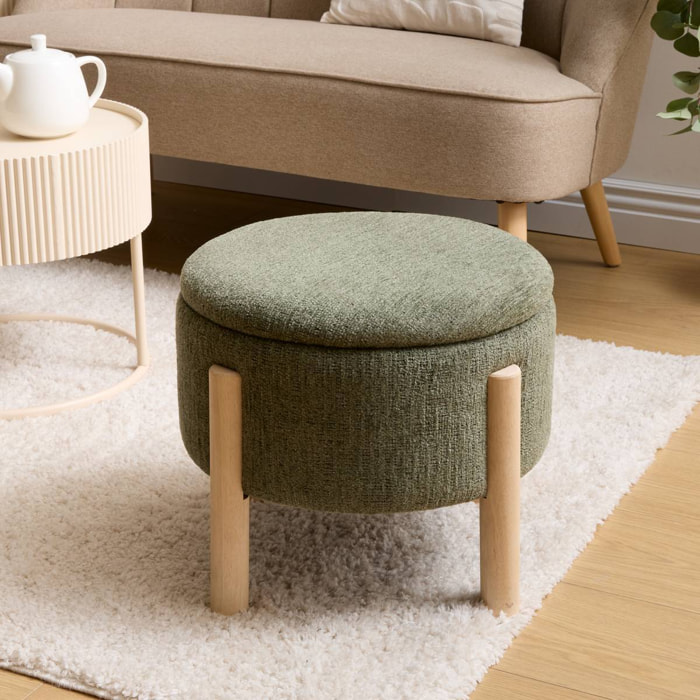 Tabouret Coffre Elki Vert Kaki 45,5x37x45,5 cm
