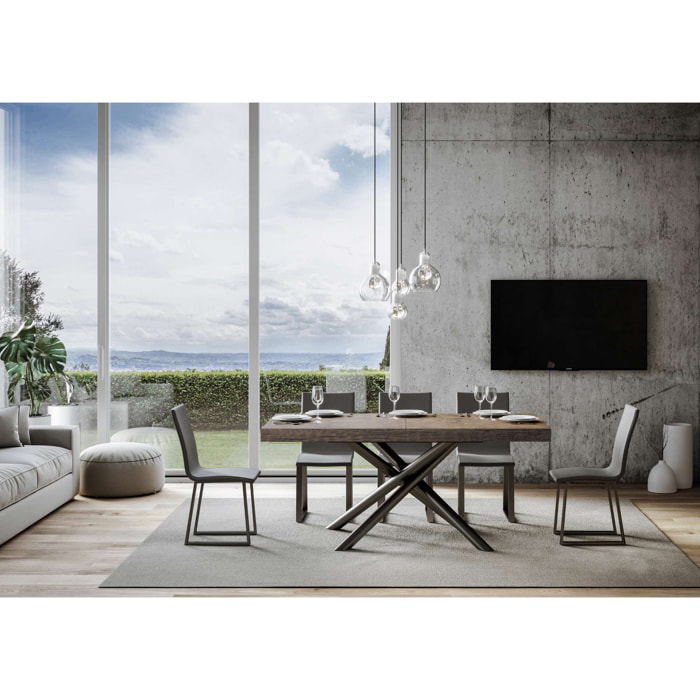 Mesa extensible 90x200/460 cm Famas Nogal estructura Antracita