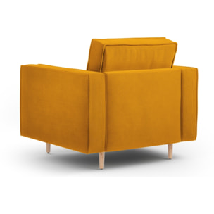 Fauteuil "Alexis" en velours côtelé jaune