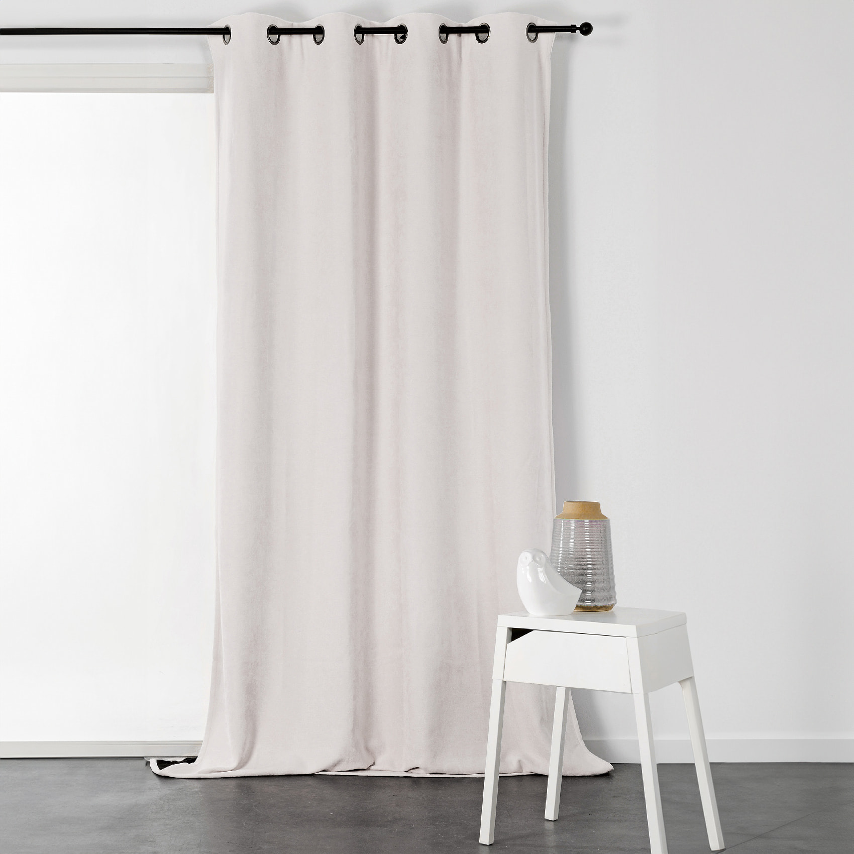 Rideau à Oeillets Isolant et Déperlant  - Effet Velours - Ecru