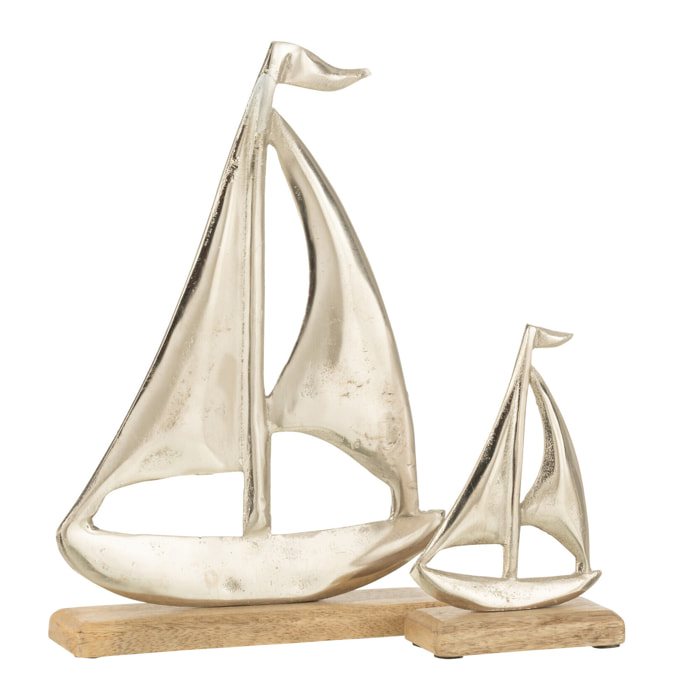 J-Line bateau Sur Socle - aluminium - argent/naturel - large