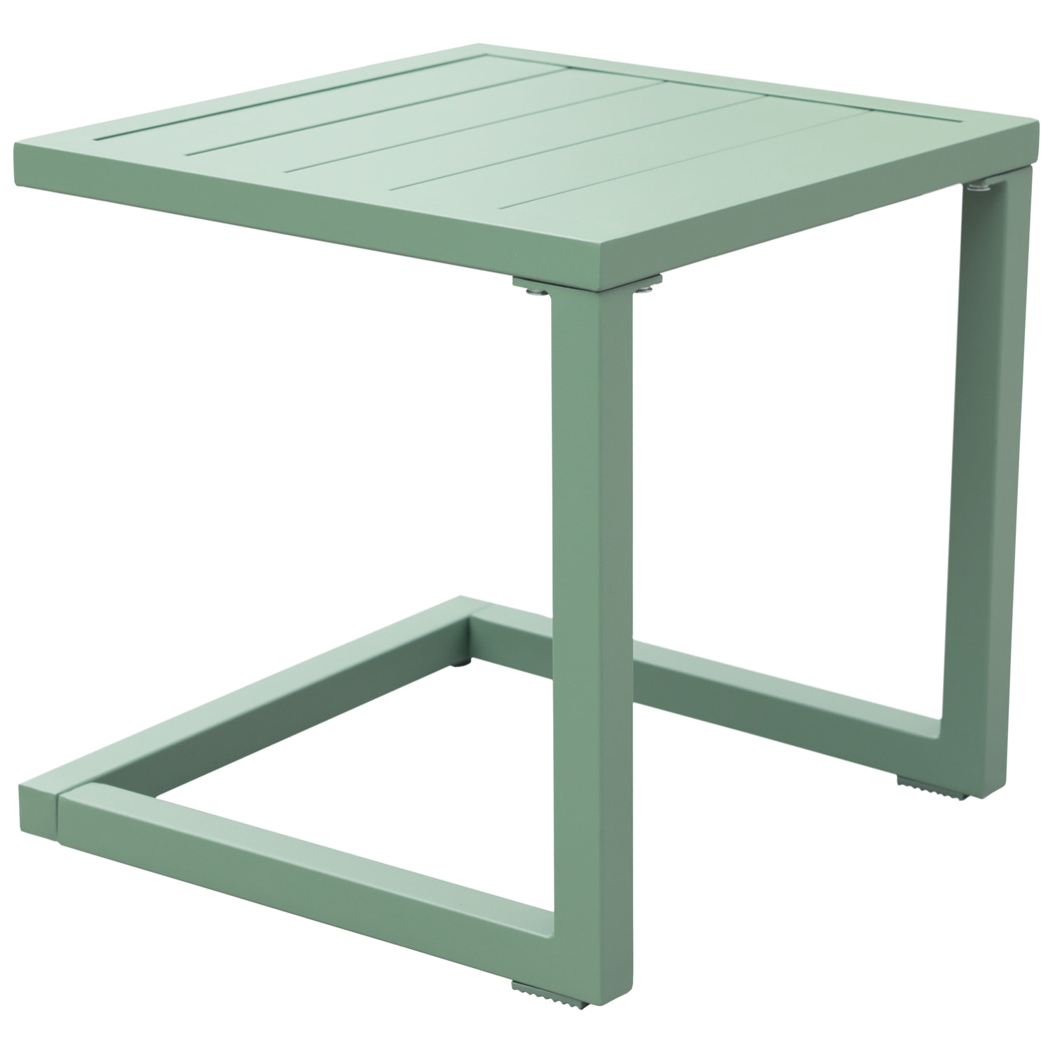 Set bain de soleil et table d'appoint BARBADOS en textilène vert sauge - aluminium vert sauge