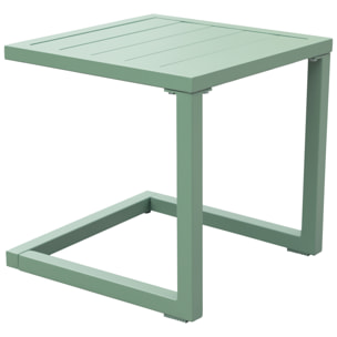 Set bain de soleil et table d'appoint BARBADOS en textilène vert sauge - aluminium vert sauge