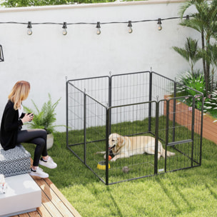 Parque para Perros de 8 Paneles de 100 cm de Altura, Vallas para Perros de Acero Resistente Plegable, con Puerta, para Interior y Exterior, Negro
