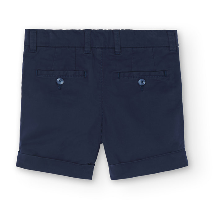 Bermudas niño, satén, cierre de botón, azul marino, 738097