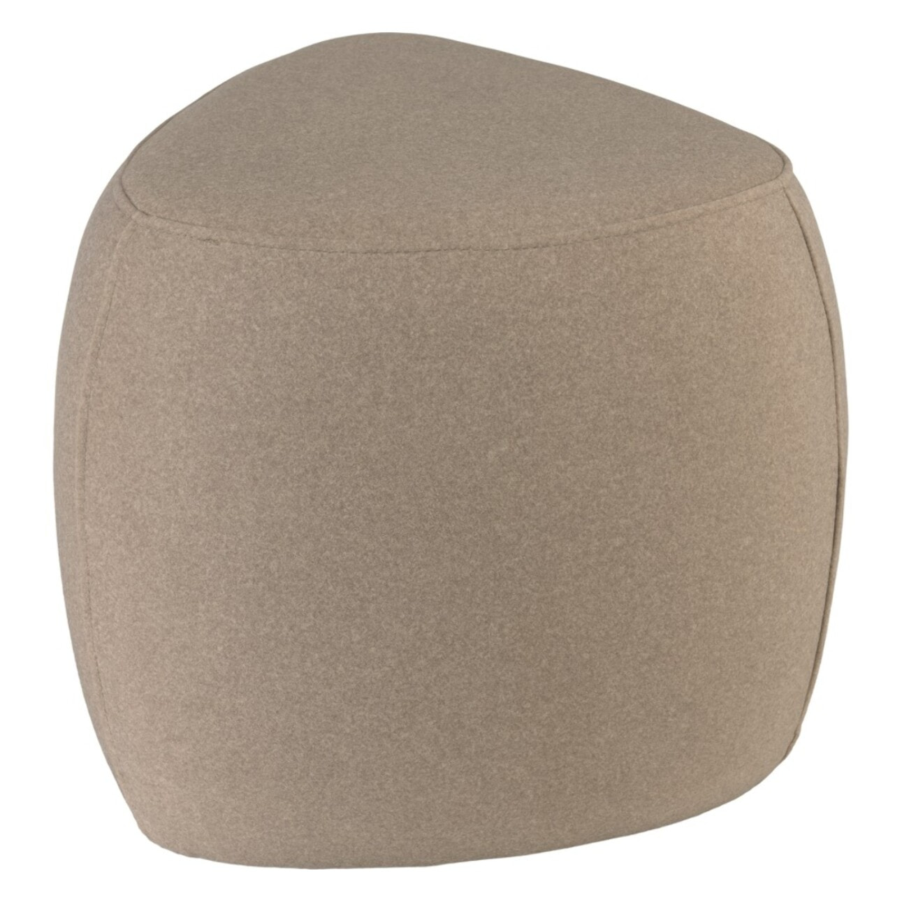 LEOPOLD - Pouf forme galet n°1 en tissu effet velours beige foncé