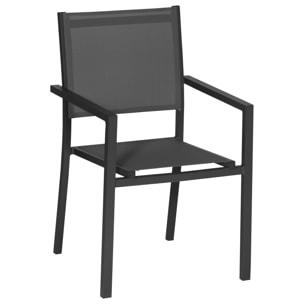 Salon de jardin CAPRI extensible en textilène gris 8 places - aluminium anthracite