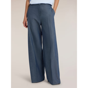 Motivi - Pantalones palazzo mezcla viscosa - Azul