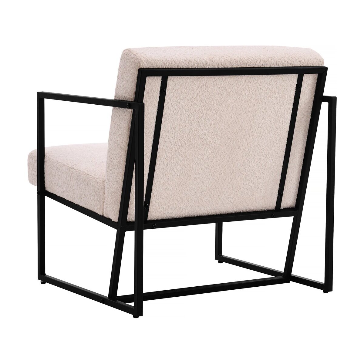 Fauteuil "Kennedy" en velours et métal - 73. 5 x 75.5 x 81 cm - Crème