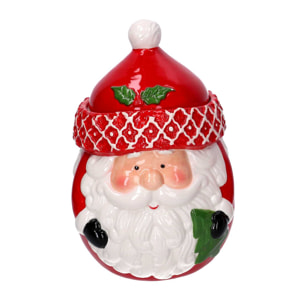 Barattolo in ceramica babbo natale bianco e rosso cm16x16h24