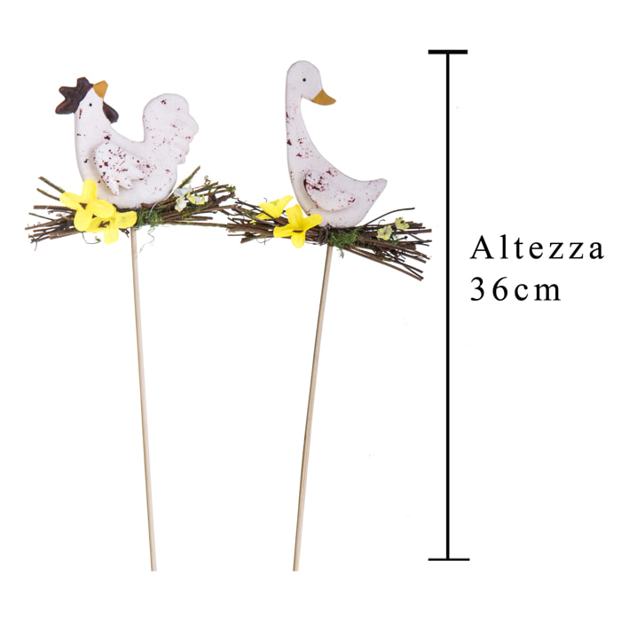 Pick Gallina E Oca. Altezza 36 Cm - Pezzi 6 - 12X36X3cm - Colore: Incolore - Bianchi Dino - Pick Pasquali