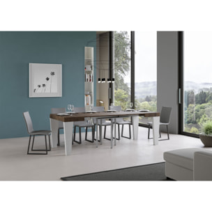 Table Spimbo Mix Extensible dessus Noyer structure Frêne Blanc 90x90 Allongée 246