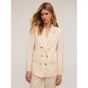 Motivi - Blazer de tela con pespuntes en contraste - Beige