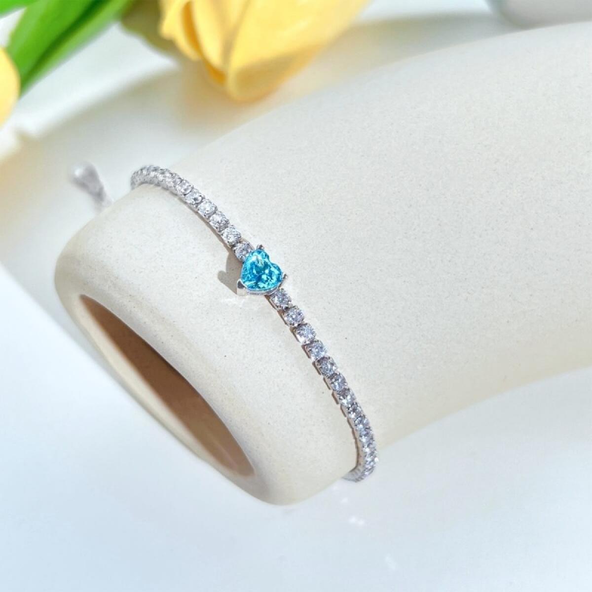 CUCO Pulsera de plata con piedra azul central 16 cm