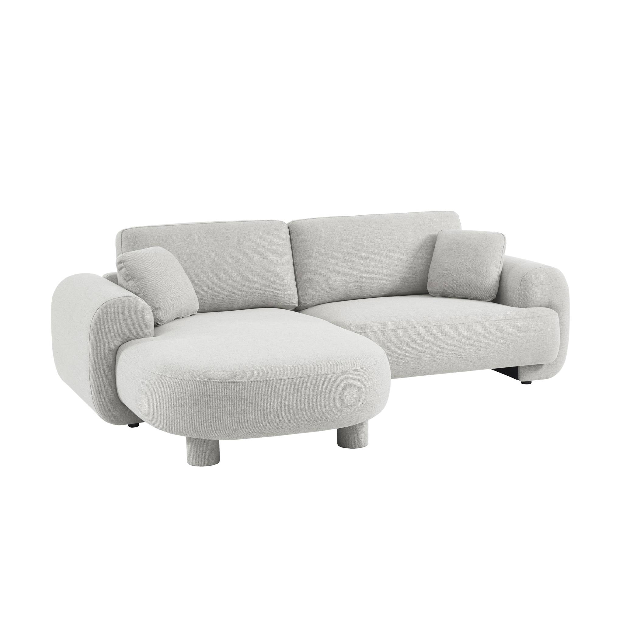 Canapé d'angle gauche 3 places tissu gris clair. pieds ronds L 231 x P 160 / 88 cm - Zenio