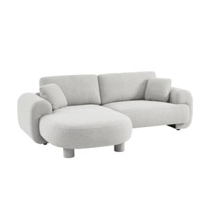 Canapé d'angle gauche 3 places tissu gris clair. pieds ronds L 231 x P 160 / 88 cm - Zenio